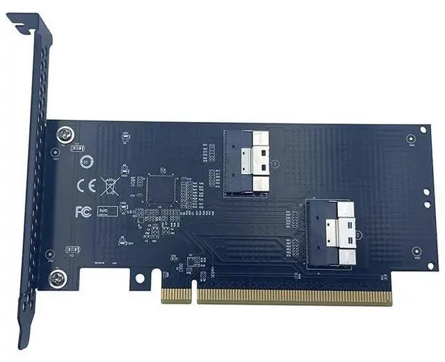 Main image of PCI-E 16x to SFF-8654 8i Adapter SlimSAS 4.0 24GB/S Support Gen4 X8+X8, X4+X4+X4+X4 External Split (Adapter Card)