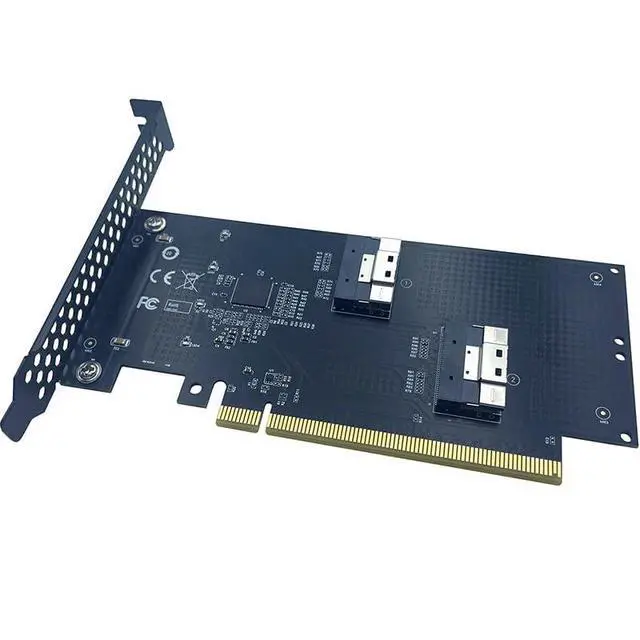 Alt view image 2 of 4 - PCI-E 16x to SFF-8654 8i Adapter SlimSAS 4.0 24GB/S Support Gen4 X8+X8, X4+X4+X4+X4 External Split (Adapter Card)