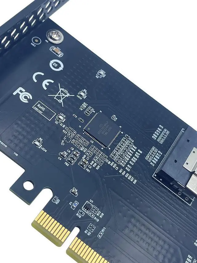 Alt view image 4 of 4 - PCI-E 16x to SFF-8654 8i Adapter SlimSAS 4.0 24GB/S Support Gen4 X8+X8, X4+X4+X4+X4 External Split (Adapter Card)