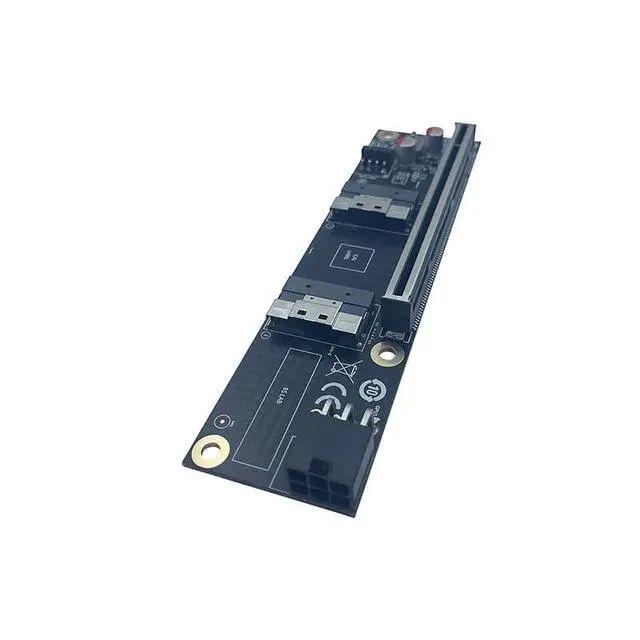 Alt view image 2 of 3 - PCI-E 16x to SFF-8654 8i Adapter SlimSAS 4.0 24GB/S Support Gen4 X8+X8, X4+X4+X4+X4 External Split (Backplane)