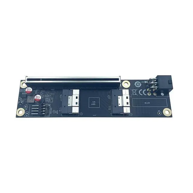 Alt view image 3 of 3 - PCI-E 16x to SFF-8654 8i Adapter SlimSAS 4.0 24GB/S Support Gen4 X8+X8, X4+X4+X4+X4 External Split (Backplane)