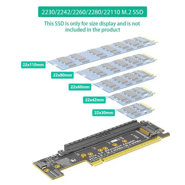 Alt view image 4 of 7 - PCIe 5.0 X16 to Dual M.2 Mkey and PCIe x16(x8 Signal) Adapter Dual M.2 Mkey PCIe5.0 Adapter Compatible with M.2 NVMe SSD that Support PCI-e Bifurcation x8x4x4