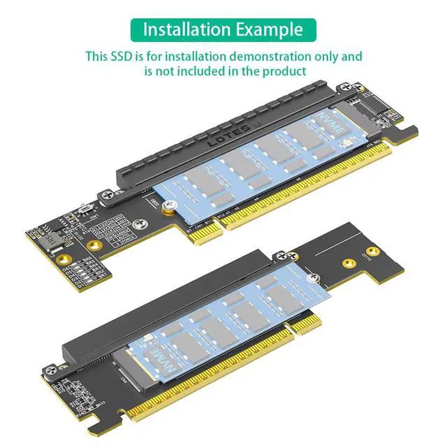 Alt view image 6 of 7 - PCIe 5.0 X16 to Dual M.2 Mkey and PCIe x16(x8 Signal) Adapter Dual M.2 Mkey PCIe5.0 Adapter Compatible with M.2 NVMe SSD that Support PCI-e Bifurcation x8x4x4
