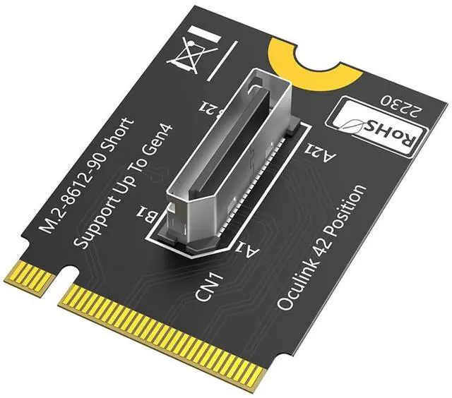 Main image of M.2 Key M PCI-e 4.0 x4 to SFF-8611/8612 4i Host Adapter Compatible with NVMe SSD and eGPU (Vertical Short Type B)
