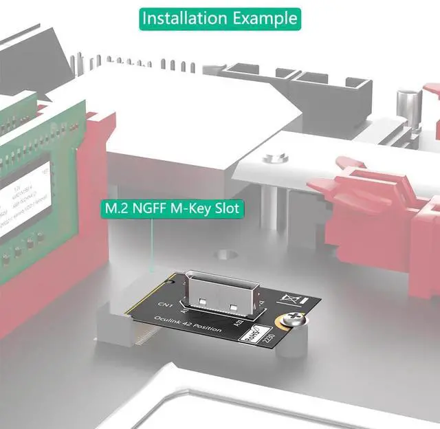 Alt view image 5 of 7 - M.2 Key M PCI-e 4.0 x4 to SFF-8611/8612 4i Host Adapter Compatible with NVMe SSD and eGPU (Vertical Short Type B)