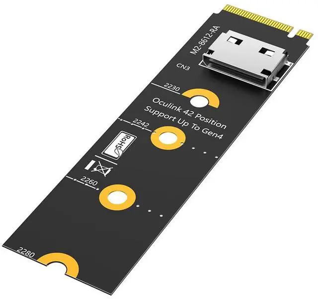 Main image of M.2 Key M PCI-e 4.0 x4 to SFF-8611/8612 4i Host Adapter Compatible with NVMe SSD and eGPU (Horizontal Long)
