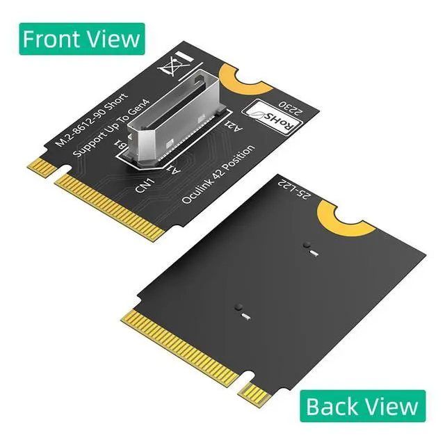 Alt view image 6 of 7 - M.2 Key M PCI-e 4.0 x4 to SFF-8611/8612 4i Host Adapter Compatible with NVMe SSD and eGPU (Vertical Short Type B)
