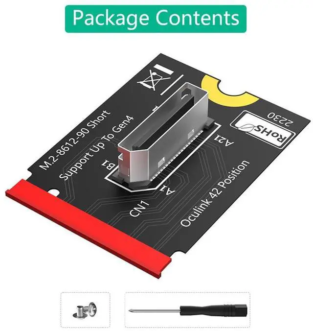 Alt view image 7 of 7 - M.2 Key M PCI-e 4.0 x4 to SFF-8611/8612 4i Host Adapter Compatible with NVMe SSD and eGPU (Vertical Short Type B)