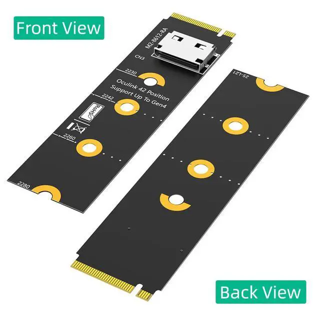Alt view image 6 of 7 - M.2 Key M PCI-e 4.0 x4 to SFF-8611/8612 4i Host Adapter Compatible with NVMe SSD and eGPU (Horizontal Long)