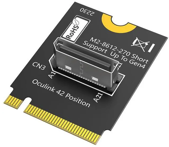 Main image of M.2 Key M PCI-e 4.0 x4 to SFF-8611/8612 4i Host Adapter Compatible with NVMe SSD and eGPU (Vertical Short Type A)