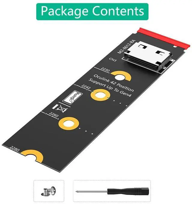 Alt view image 7 of 7 - M.2 Key M PCI-e 4.0 x4 to SFF-8611/8612 4i Host Adapter Compatible with NVMe SSD and eGPU (Horizontal Long)