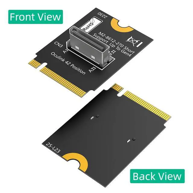 Alt view image 6 of 7 - M.2 Key M PCI-e 4.0 x4 to SFF-8611/8612 4i Host Adapter Compatible with NVMe SSD and eGPU (Vertical Short Type A)