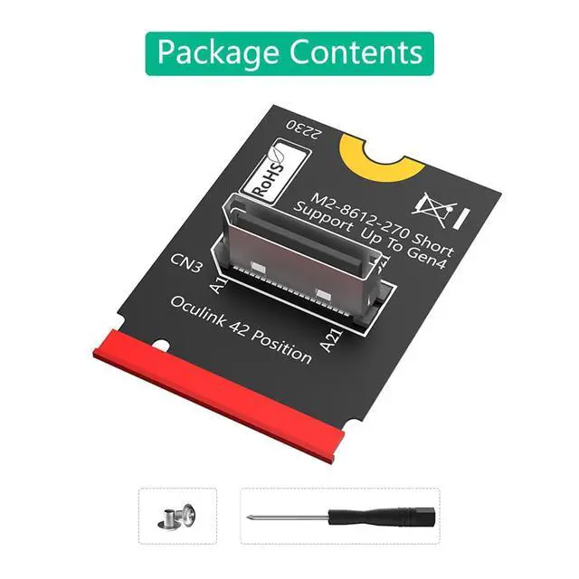 Alt view image 7 of 7 - M.2 Key M PCI-e 4.0 x4 to SFF-8611/8612 4i Host Adapter Compatible with NVMe SSD and eGPU (Vertical Short Type A)