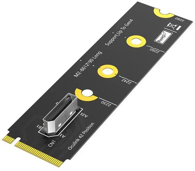 Main image of M.2 Key M PCI-e 4.0 x4 to SFF-8611/8612 4i Host Adapter Compatible with NVMe SSD and eGPU (Vertical Long Type A)