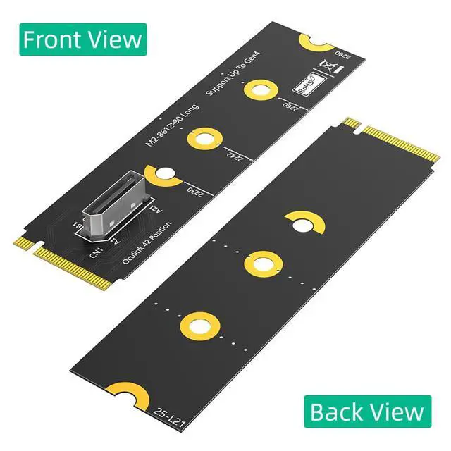 Alt view image 6 of 7 - M.2 Key M PCI-e 4.0 x4 to SFF-8611/8612 4i Host Adapter Compatible with NVMe SSD and eGPU (Vertical Long Type A)