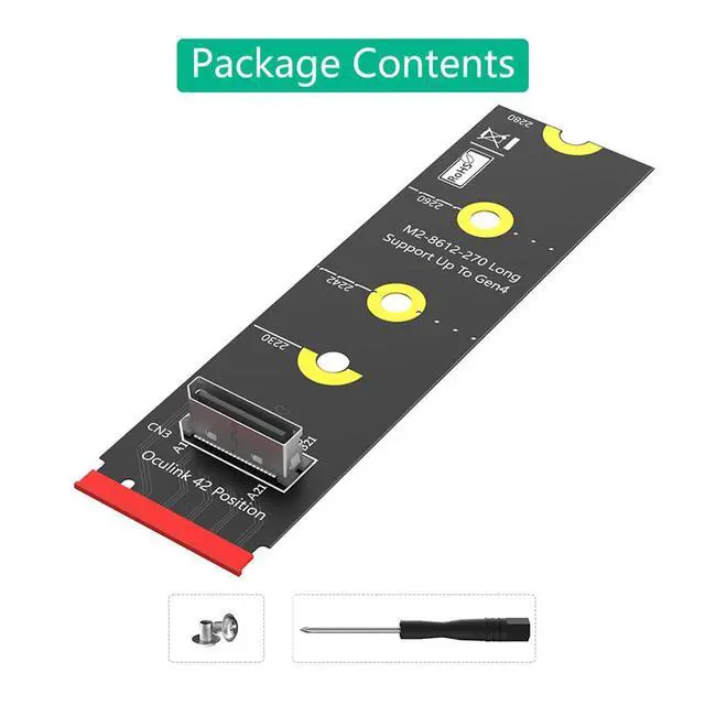 Alt view image 7 of 7 - M.2 Key M PCI-e 4.0 x4 to SFF-8611/8612 4i Host Adapter Compatible with NVMe SSD and eGPU (Vertical Long Type B)