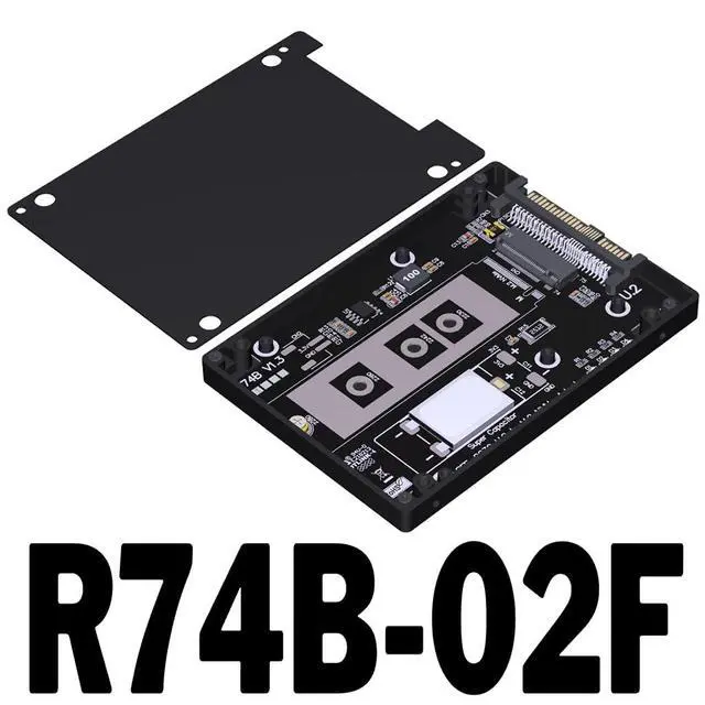 Alt view image 2 of 6 - ADT-R74 M.2 MKey NVMe to U.2/U.3 SSD Adapter Enclosure Support M2 2230/2242/2260/2280 SSD DDR4 (R74B-02F)