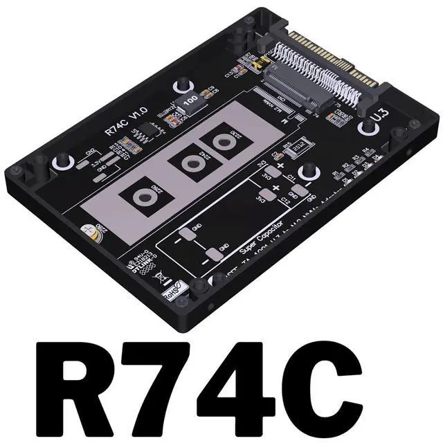 Alt view image 2 of 7 - ADT-R74 M.2 MKey NVMe to U.2/U.3 SSD Adapter Enclosure Support M2 2230/2242/2260/2280 SSD DDR4 (R74C, PCIe4.0 for U.3)
