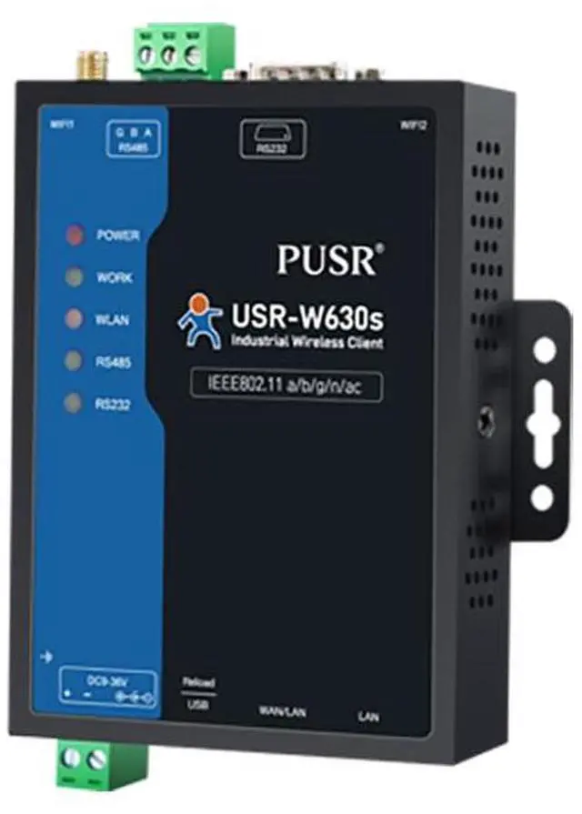 Main image of USR-W630S RS232 RS485 Serial to Wi fi and Ethernet Converter Dual-Band Dual Ethernet Port Wi Fi5 Serial Server Qualcomm Version (Full Kit)