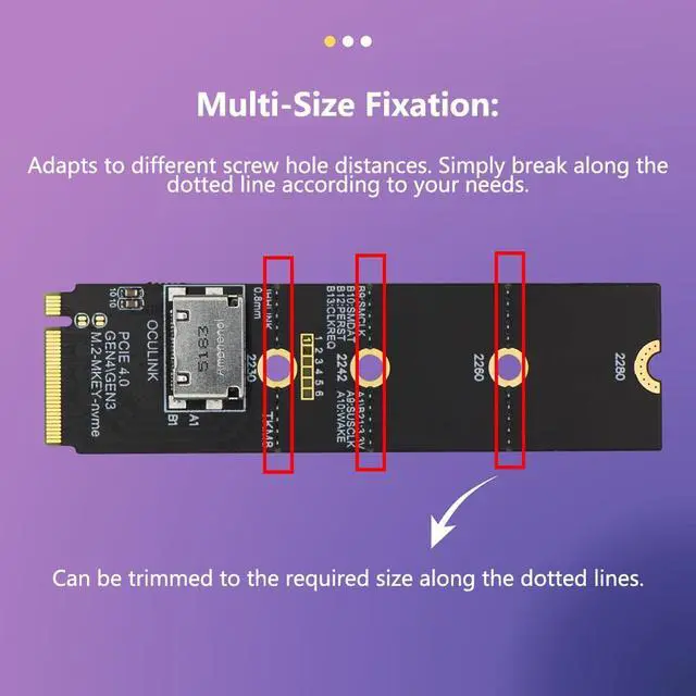 Alt view image 4 of 7 - M.2 M Key to Oculink SFF-8612 Female Adapter PCIE 4.0 X4 Bridge Card Compatible with NVMe U.2 SSD Hard Drives Graphics Dock (TKM8)