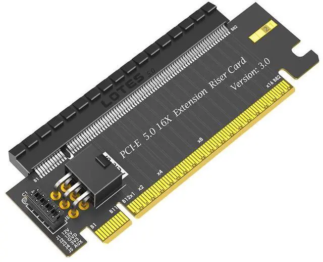 Main image of PCI-E 5.0 16X to 16X Height Extension Card 180 Degree Converter Adapter 64GB/S High Speed with ATX 6Pin PWR Connector for GPU Card