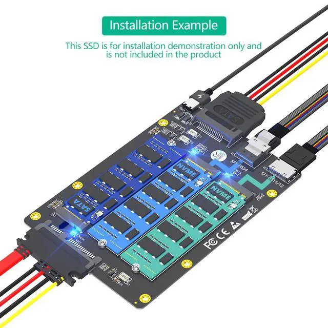 Alt view image 4 of 7 - M.2 NGFF/SATA-Bus SSD to SFF-8611/8612/8654 + SATA Adapter Card Compatible with M.2 NVMe B/B+M Key SSD 2230 2242 2260 2280