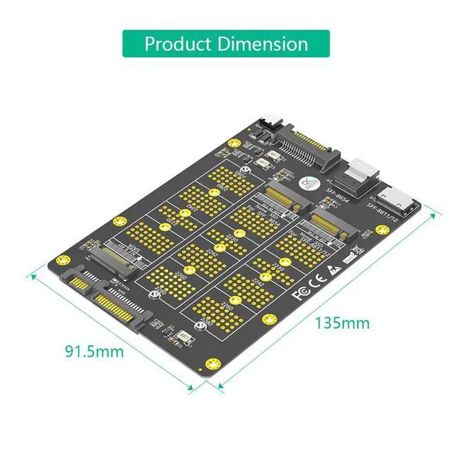 Alt view image 6 of 7 - M.2 NGFF/SATA-Bus SSD to SFF-8611/8612/8654 + SATA Adapter Card Compatible with M.2 NVMe B/B+M Key SSD 2230 2242 2260 2280