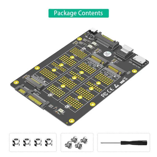 Alt view image 7 of 7 - M.2 NGFF/SATA-Bus SSD to SFF-8611/8612/8654 + SATA Adapter Card Compatible with M.2 NVMe B/B+M Key SSD 2230 2242 2260 2280