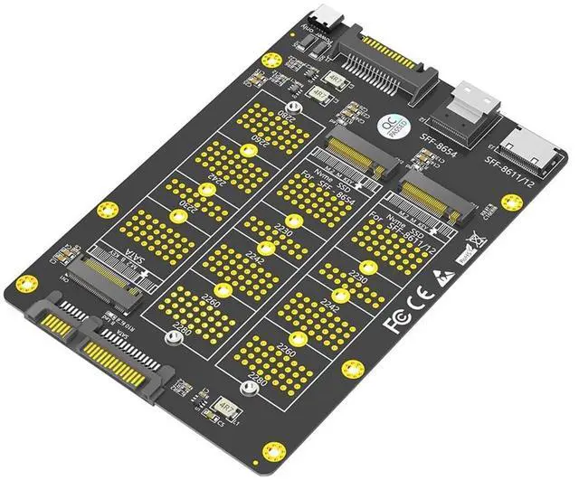 Main image of M.2 NGFF/SATA-Bus SSD to SFF-8611/8612/8654 + SATA Adapter Card Compatible with M.2 NVMe B/B+M Key SSD 2230 2242 2260 2280