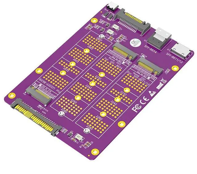 Main image of M.2 NGFF SSD to SFF-8611/8612/8654 + U.2 SFF-8639 Adapter Card Compatible with M.2 NVMe M Key SSD 2230 2242 2260 2280