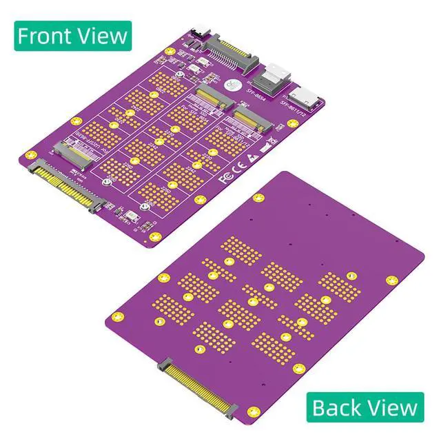 Alt view image 5 of 7 - M.2 NGFF SSD to SFF-8611/8612/8654 + U.2 SFF-8639 Adapter Card Compatible with M.2 NVMe M Key SSD 2230 2242 2260 2280