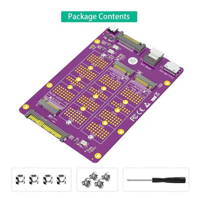 Alt view image 7 of 7 - M.2 NGFF SSD to SFF-8611/8612/8654 + U.2 SFF-8639 Adapter Card Compatible with M.2 NVMe M Key SSD 2230 2242 2260 2280