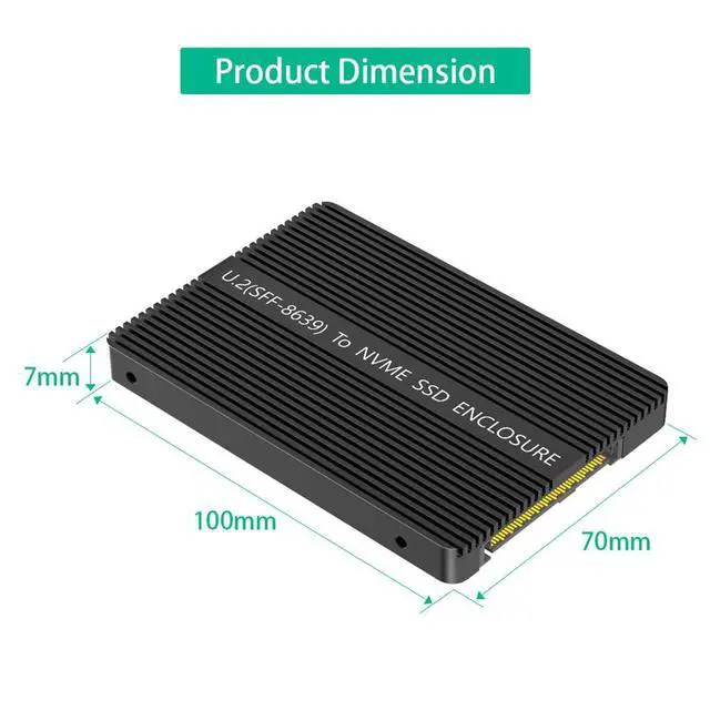 Alt view image 5 of 7 - PCIe Gen3 x4 M.2 NGFF SSD to U.2 SFF-8639 Adapter Compatible with M.2 NVMe 2.5" SSD 2280 (with Thermal Pad)