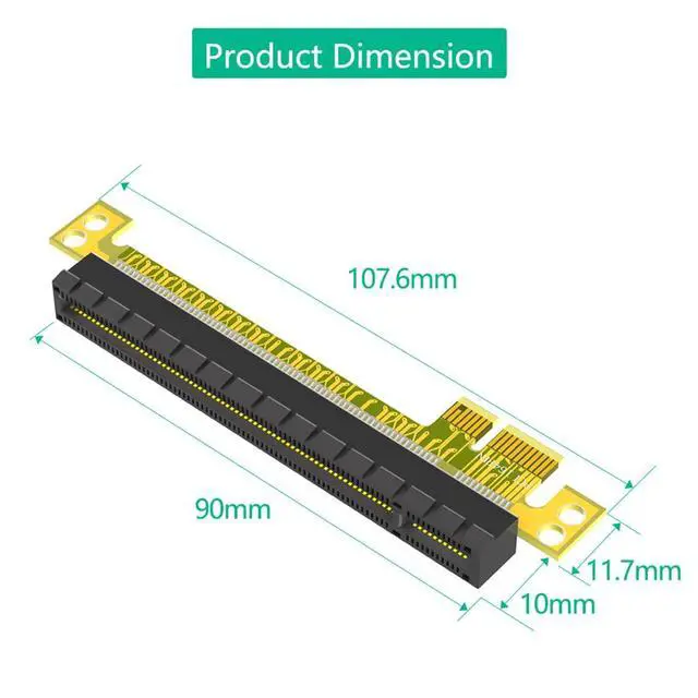 Alt view image 3 of 7 - PCI-E Express 16X to 1X 16X Extension Card Male to Female Riser Card Adapter for Graphics Card (16X to 1X)