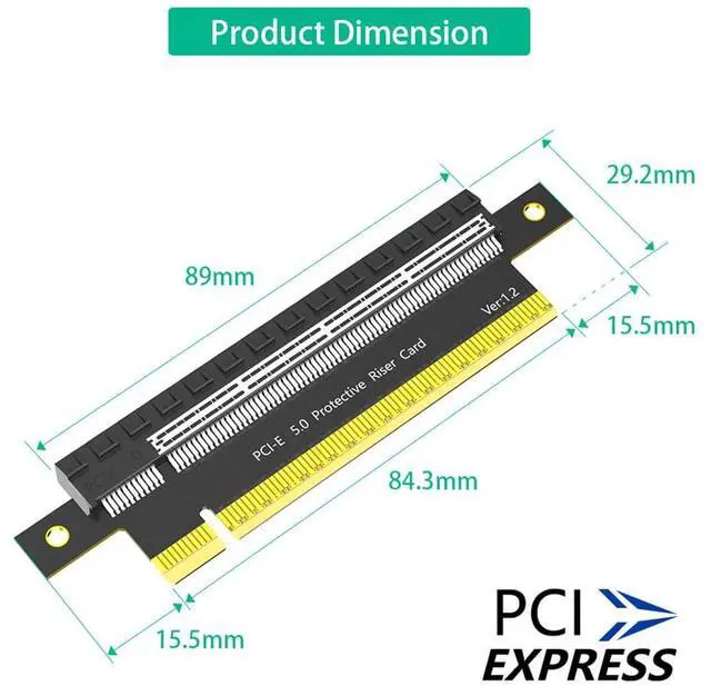 Alt view image 4 of 7 - PCI-E Express 16X to 1X 16X Extension Card Male to Female Riser Card Adapter for Graphics Card (16X to 16X PCIE5.0)