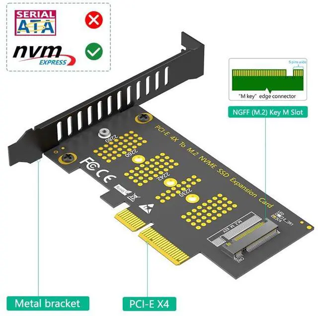 Alt view image 4 of 7 - Upgarded M.2 NGFF NVMe SSD to PCI-E 3.0 1X / 4X Adapter Support for SSD 2230, 2242, 2260 and 2280 (4X)