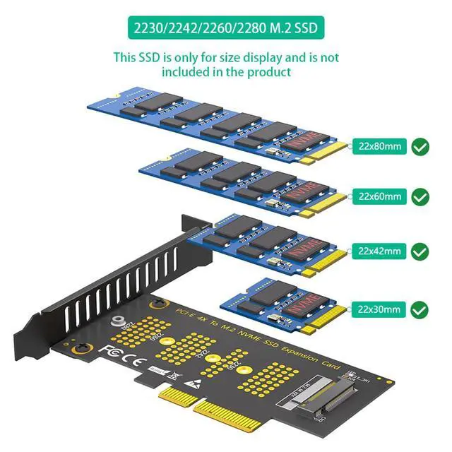 Alt view image 6 of 7 - Upgarded M.2 NGFF NVMe SSD to PCI-E 3.0 1X / 4X Adapter Support for SSD 2230, 2242, 2260 and 2280 (4X)