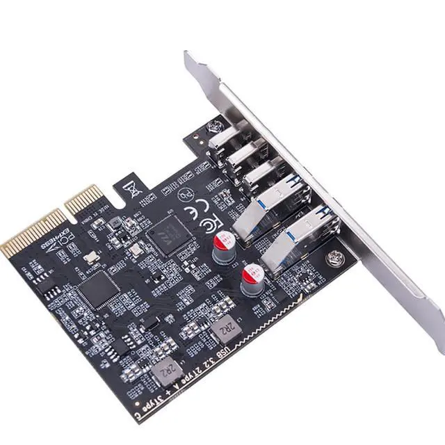 Alt view image 2 of 6 - PCI-E 4X to 2Port USB-A + 3Port USB-C Expansion Card 10Gbps USB HUB Adapter USB3.2 GEN2 Multiplier MCA1225