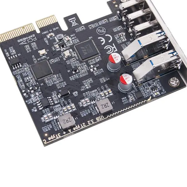 Alt view image 3 of 6 - PCI-E 4X to 2Port USB-A + 3Port USB-C Expansion Card 10Gbps USB HUB Adapter USB3.2 GEN2 Multiplier MCA1225