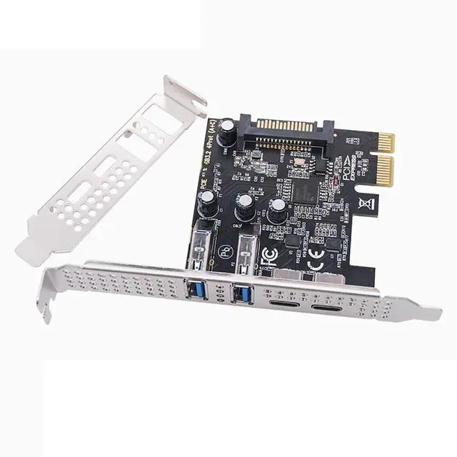 Main image of PCI-E Desktop to 4-Port USB3.2 Expansion Card 5Gbps USB-C+A Adapter MCA627 with SATA 15PIN Power Port for 2U Small Chassis / 4U Large Chassis