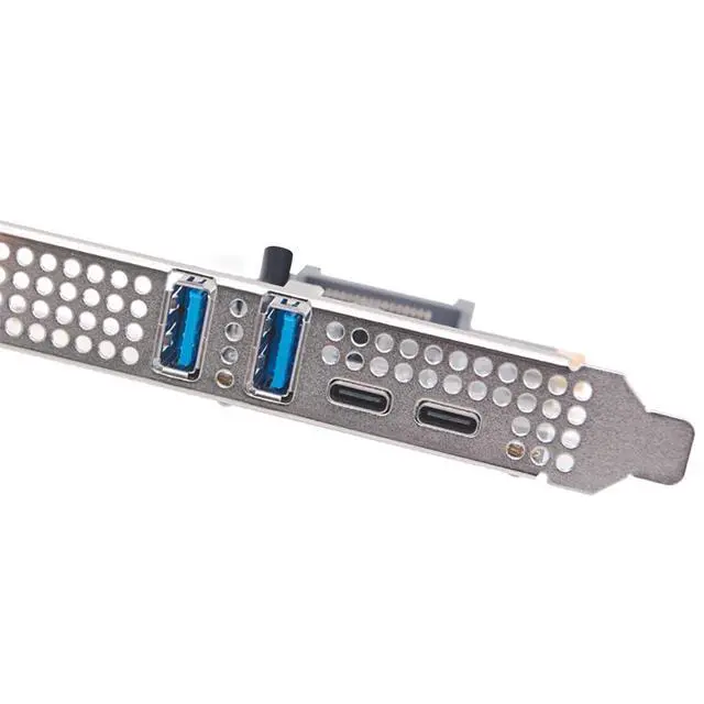 Alt view image 2 of 7 - PCI-E Desktop to 4-Port USB3.2 Expansion Card 5Gbps USB-C+A Adapter MCA627 with SATA 15PIN Power Port for 2U Small Chassis / 4U Large Chassis