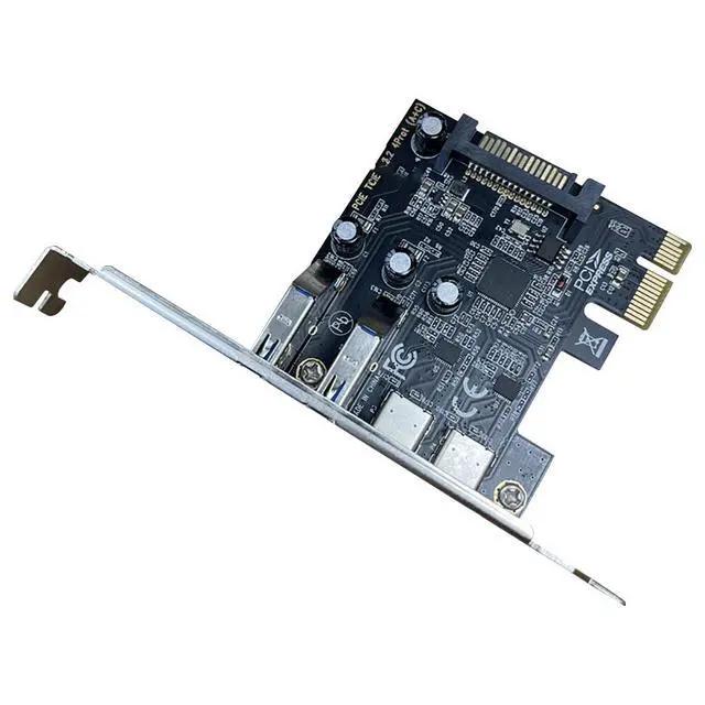 Alt view image 6 of 7 - PCI-E Desktop to 4-Port USB3.2 Expansion Card 5Gbps USB-C+A Adapter MCA627 with SATA 15PIN Power Port for 2U Small Chassis / 4U Large Chassis