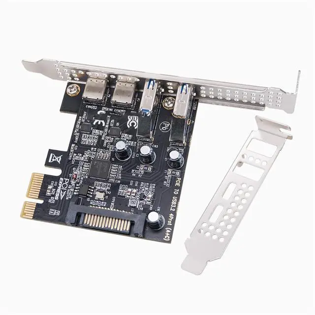 Alt view image 7 of 7 - PCI-E Desktop to 4-Port USB3.2 Expansion Card 5Gbps USB-C+A Adapter MCA627 with SATA 15PIN Power Port for 2U Small Chassis / 4U Large Chassis