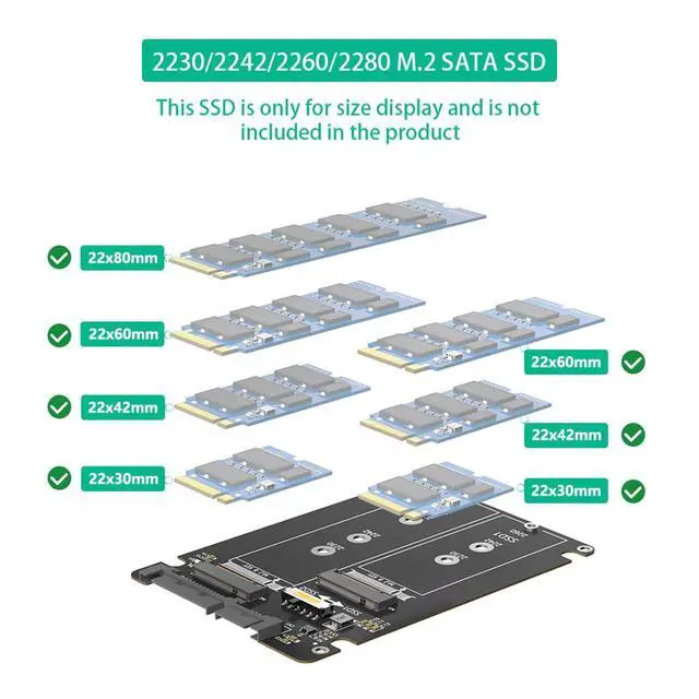 Alt view image 4 of 7 - Dual M.2 NGFF B/B+M Key to 2.5Inch SATA III Adapter 6Gbps with Plastic Enclosure for NGFF M.2 2280 2260 2242 2230 SSD
