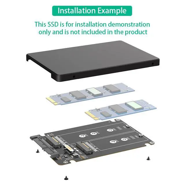 Alt view image 5 of 7 - Dual M.2 NGFF B/B+M Key to 2.5Inch SATA III Adapter 6Gbps with Plastic Enclosure for NGFF M.2 2280 2260 2242 2230 SSD
