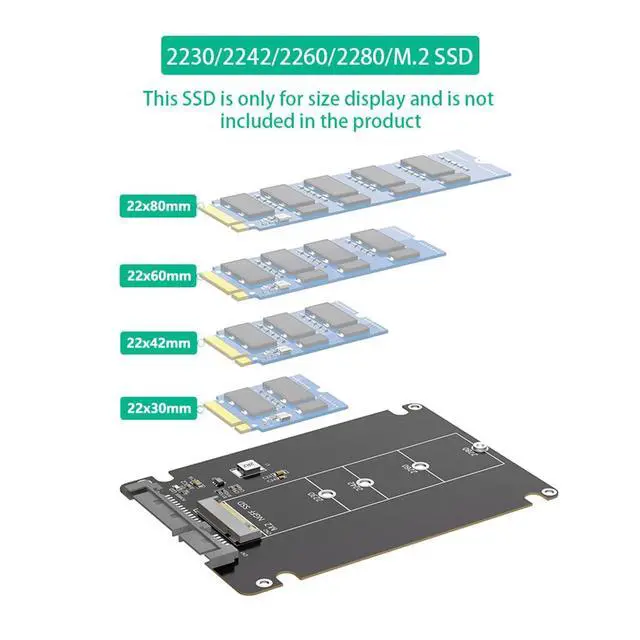 Alt view image 4 of 7 - M.2 NGFF B+M Key to 2.5Inch SATA 3.0 Adapter 6Gbps with 7mm Plastic Case for 2230 2242 2260 2280 SATA SSD