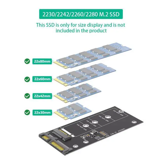 Alt view image 3 of 7 - M.2 NGFF B/B+M Key to 2.5Inch SATA III Adapter 6Gbps for NGFF M.2 2280 2260 2242 2230 SSD