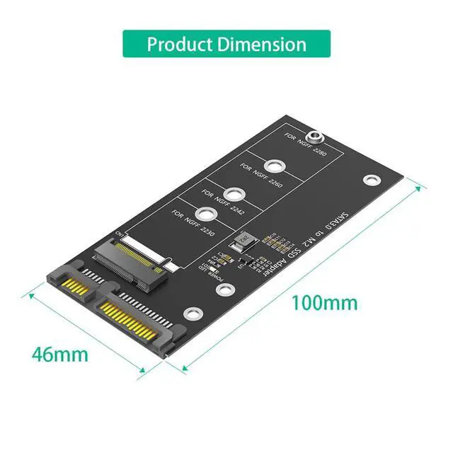 Alt view image 6 of 7 - M.2 NGFF B/B+M Key to 2.5Inch SATA III Adapter 6Gbps for NGFF M.2 2280 2260 2242 2230 SSD