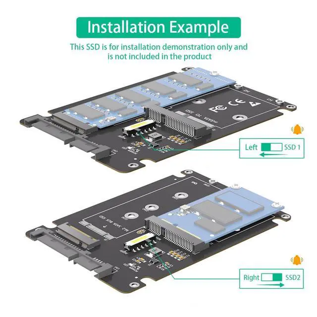 Alt view image 4 of 7 - 6Gbps M.2 NGFF Key B & mSATA SSD to 2.5 SATA3 Adapter with Plastic Enclosure Support Full Size mSATA SSD (Parallel Version)