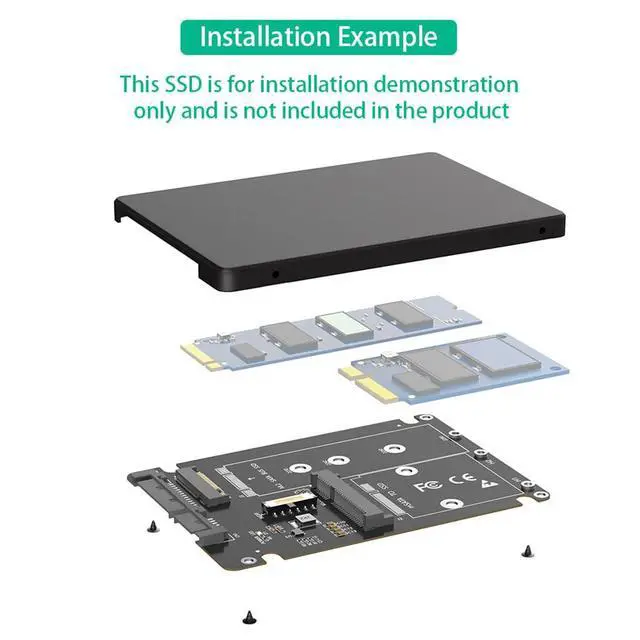 Alt view image 7 of 7 - 6Gbps M.2 NGFF Key B & mSATA SSD to 2.5 SATA3 Adapter with Plastic Enclosure Support Full Size mSATA SSD (Parallel Version)